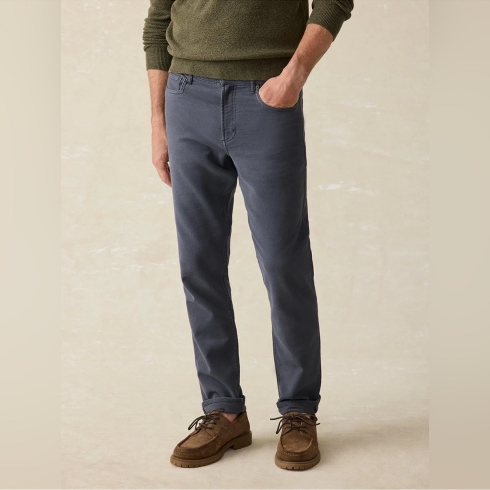 Faherty Blue Cotton Blend Slim Straight Chino Pants 33W
